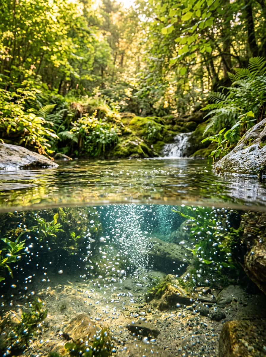 Agua pura con reflejos turquesa
